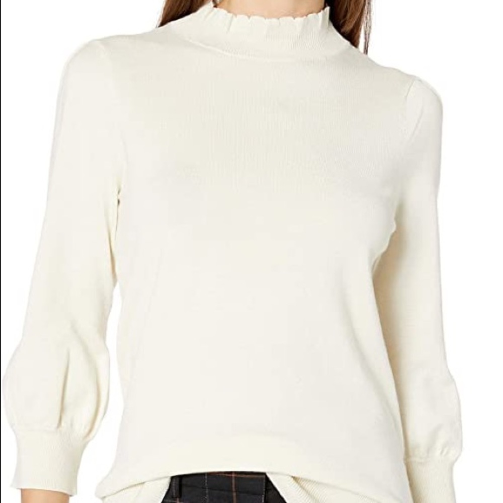 Lark & Ro Women's Balloon Sleeve Mock Neck Sweater